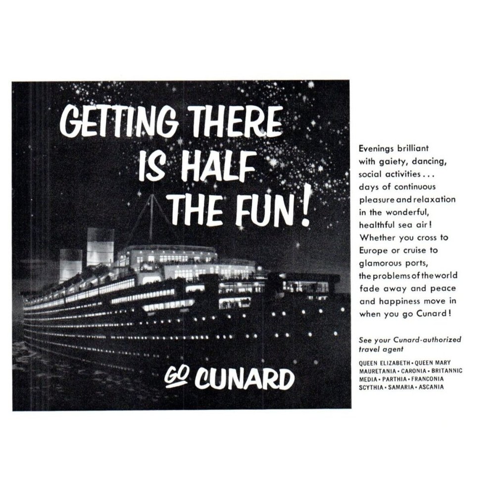 1953 Cunard Cruise Lines Liner Vintage Print Ad Starry Sky Night Wall Art Photo